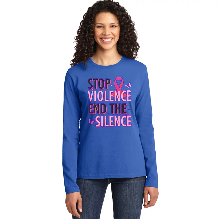 Stop Violence End The Silence Domestic Violence Awareness Ladies Long Sleeve Shirt