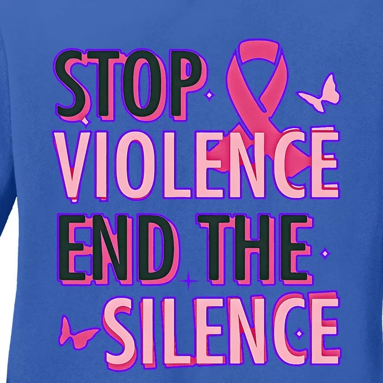 Stop Violence End The Silence Domestic Violence Awareness Ladies Long Sleeve Shirt