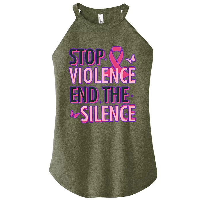 Stop Violence End The Silence Domestic Violence Awareness Women’s Perfect Tri Rocker Tank