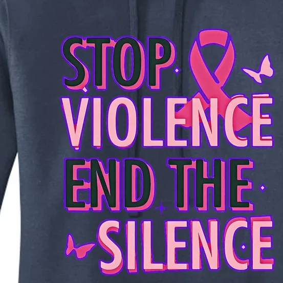 Stop Violence End The Silence Domestic Violence Awareness Women's Pullover Hoodie