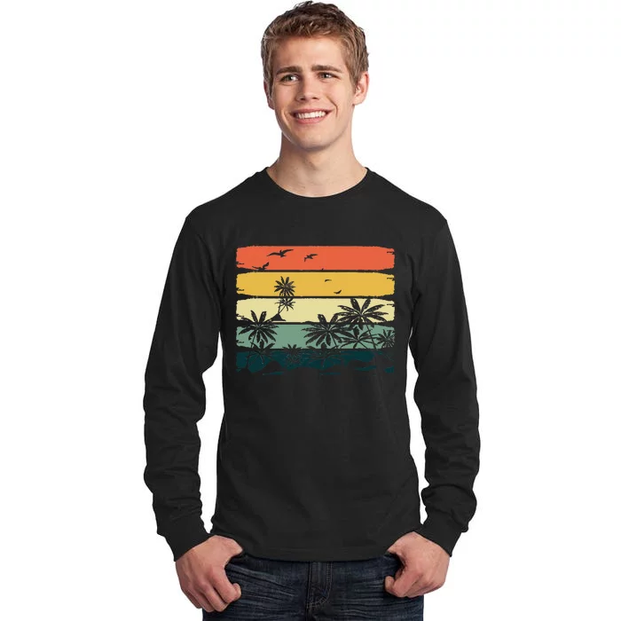 Summer Vibes Exotic Palm Trees Tropical Summer Tall Long Sleeve T-Shirt