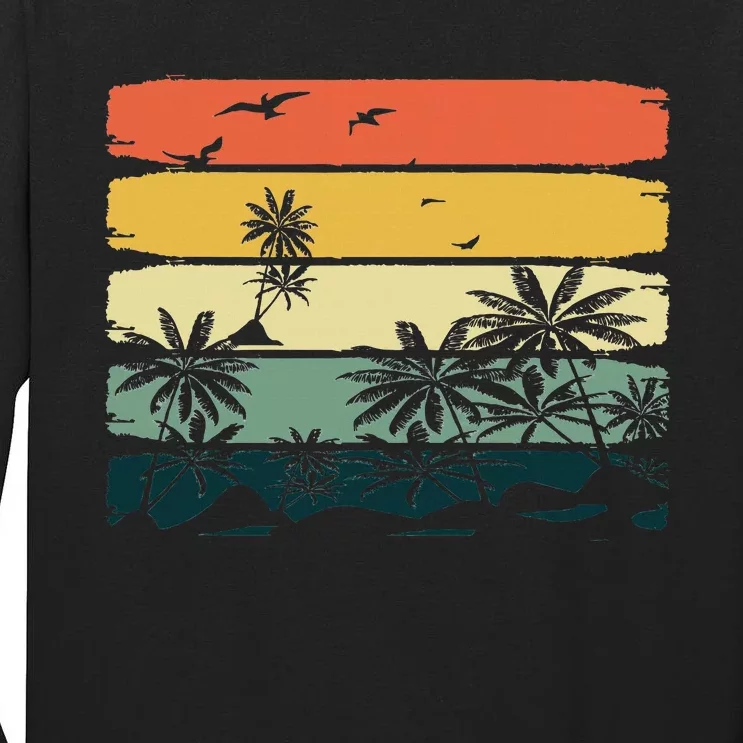 Summer Vibes Exotic Palm Trees Tropical Summer Tall Long Sleeve T-Shirt