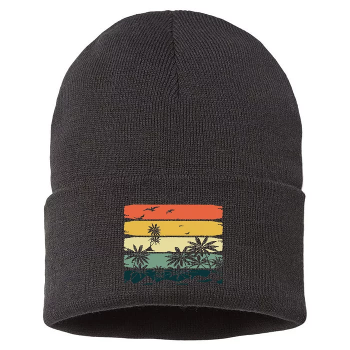 Summer Vibes Exotic Palm Trees Tropical Summer Sustainable Knit Beanie