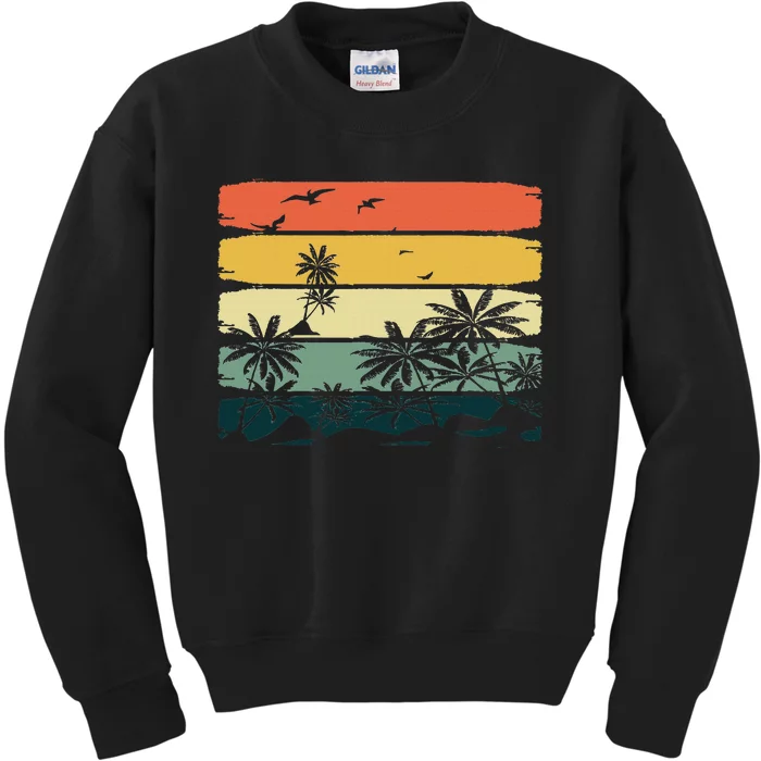 Summer Vibes Exotic Palm Trees Tropical Summer Kids Sweatshirt