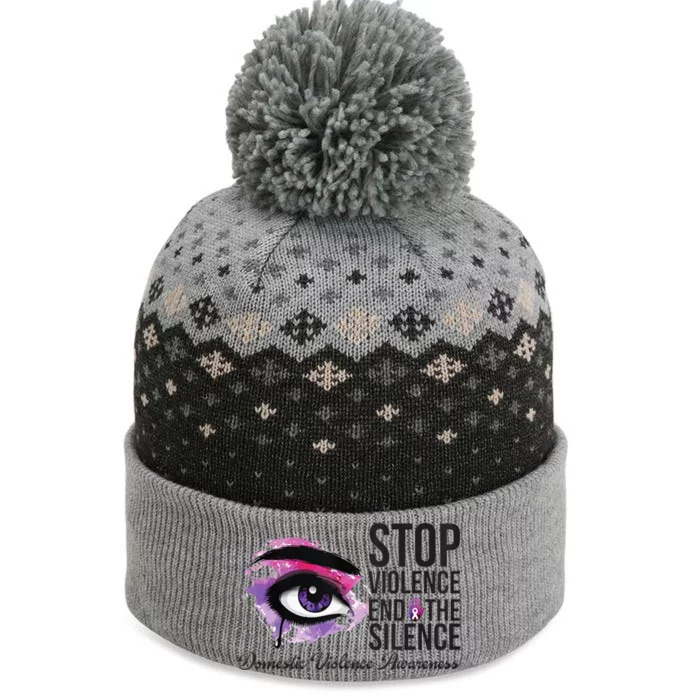 Stop Violence End Silence Domestic Violence Awareness The Baniff Cuffed Pom Beanie