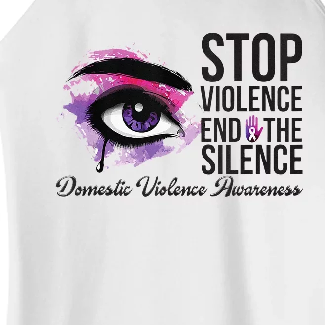 Stop Violence End Silence Domestic Violence Awareness Women’s Perfect Tri Rocker Tank