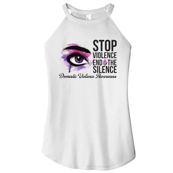 Stop Violence End Silence Domestic Violence Awareness Women’s Perfect Tri Rocker Tank