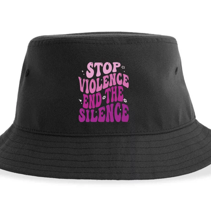 Stop Violence End the Silence Stop Domestic Violence Sustainable Bucket Hat