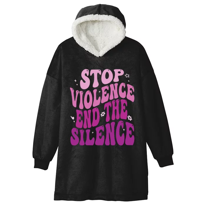 Stop Violence End the Silence Stop Domestic Violence Hooded Wearable Blanket