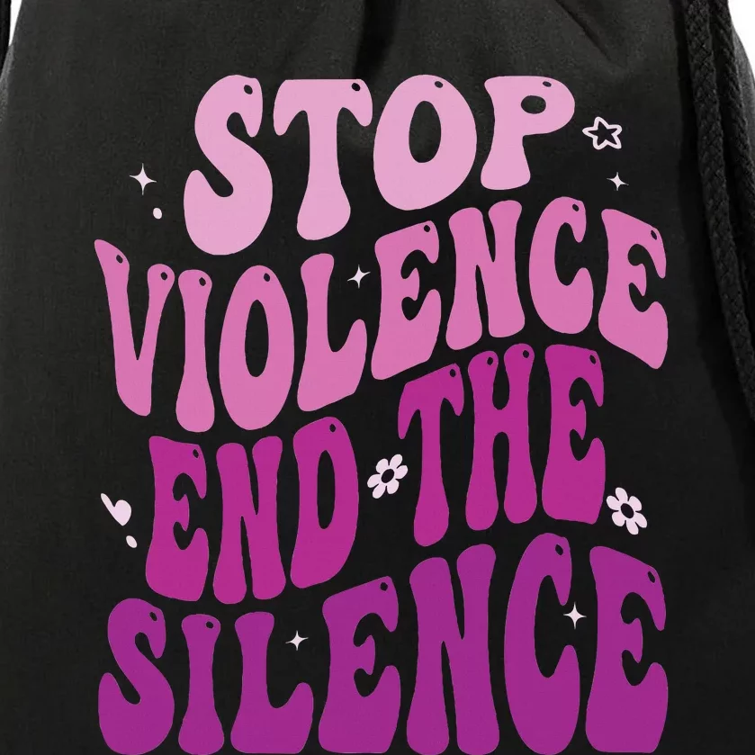 Stop Violence End the Silence Stop Domestic Violence Drawstring Bag