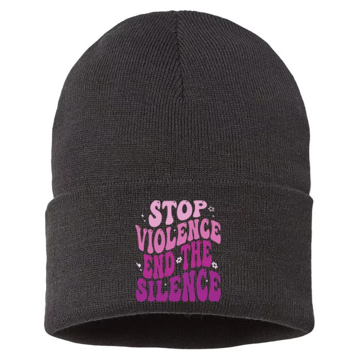 Stop Violence End the Silence Stop Domestic Violence Sustainable Knit Beanie