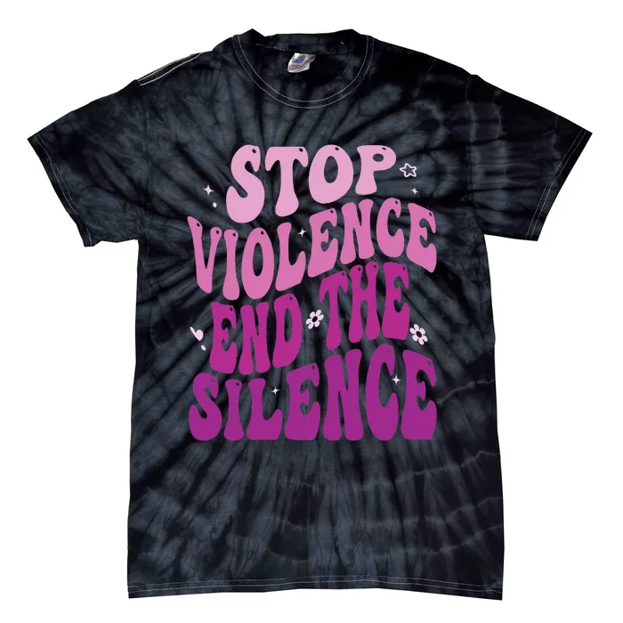 Stop Violence End the Silence Stop Domestic Violence Tie-Dye T-Shirt