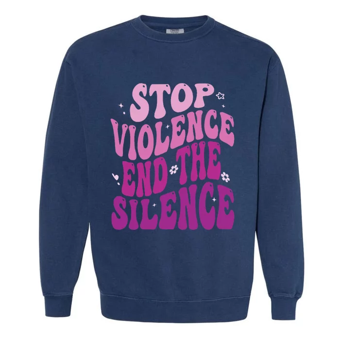 Stop Violence End the Silence Stop Domestic Violence Garment-Dyed Sweatshirt