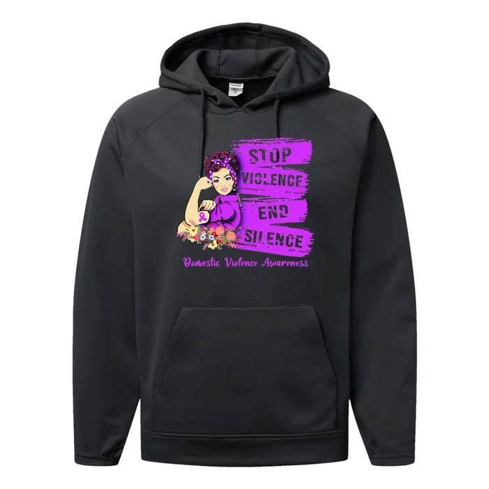 Stop Violence End Silence Domestic Violence Awareness Performance Fleece Hoodie