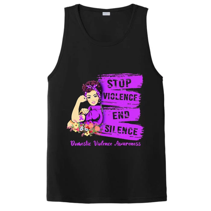 Stop Violence End Silence Domestic Violence Awareness Performance Tank