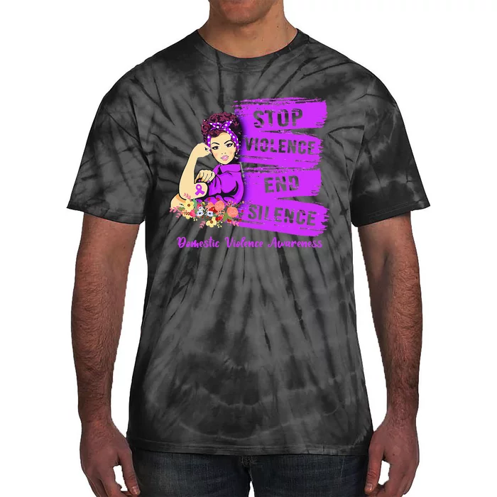 Stop Violence End Silence Domestic Violence Awareness Tie-Dye T-Shirt