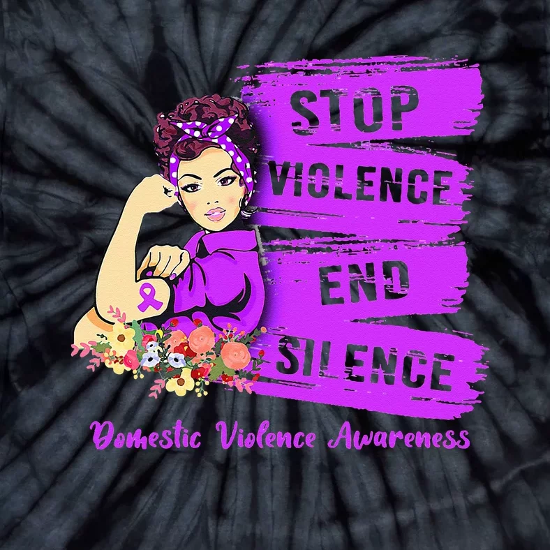 Stop Violence End Silence Domestic Violence Awareness Tie-Dye T-Shirt