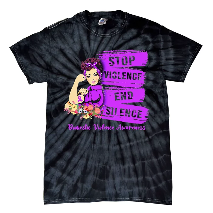 Stop Violence End Silence Domestic Violence Awareness Tie-Dye T-Shirt