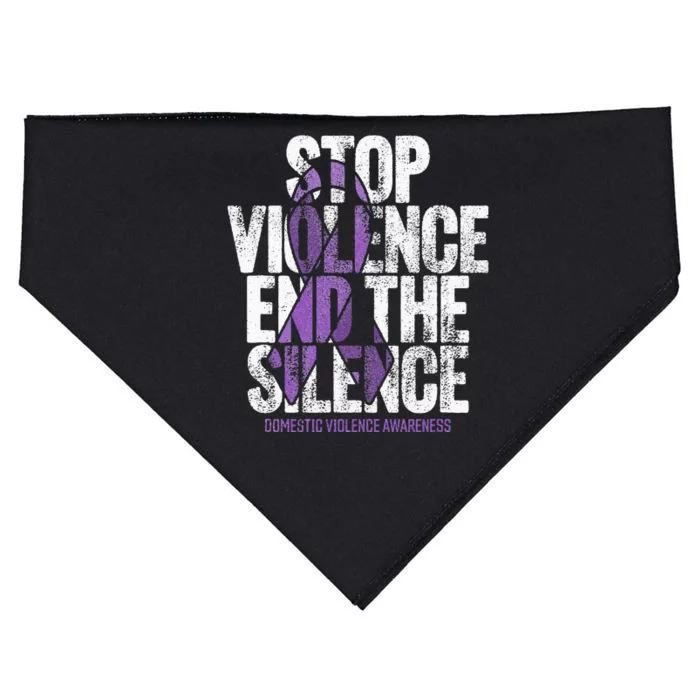 Stop Violence End The Silence Domestic Violence Awareness USA-Made Doggie Bandana