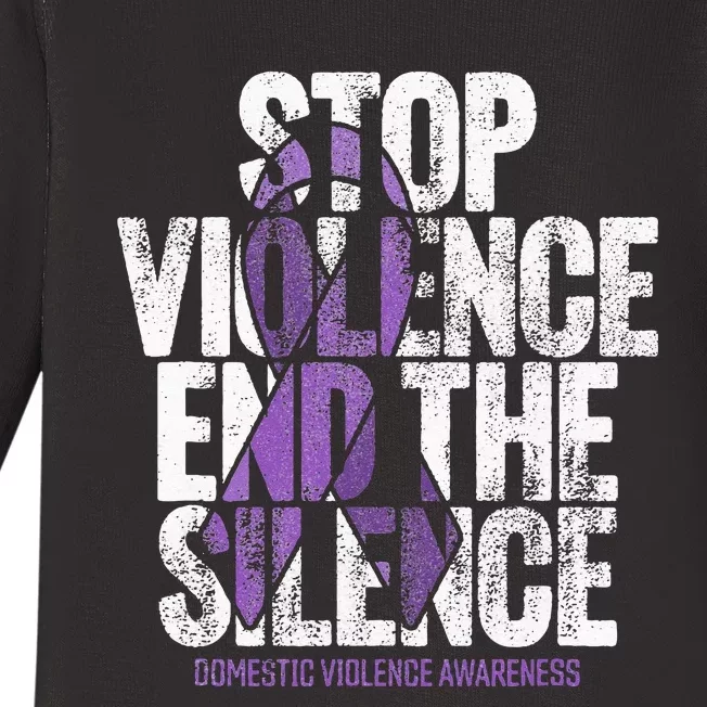 Stop Violence End The Silence Domestic Violence Awareness Baby Long Sleeve Bodysuit