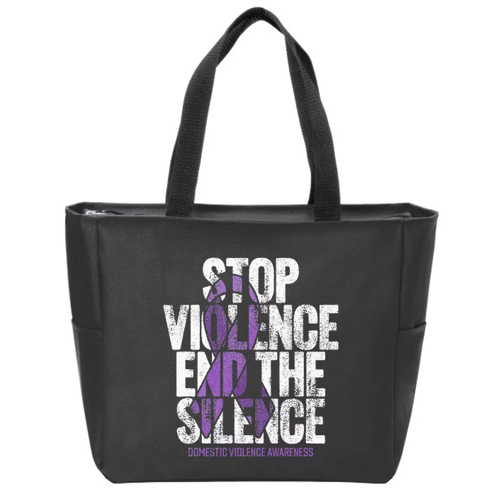 Stop Violence End The Silence Domestic Violence Awareness Zip Tote Bag