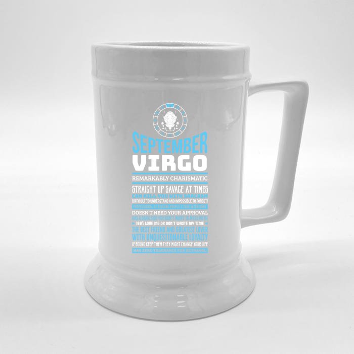 September Virgo Facts Traits Horoscope Zodiac Gift Front & Back Beer Stein