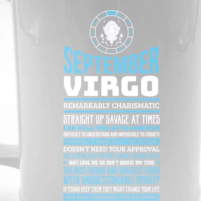 September Virgo Facts Traits Horoscope Zodiac Gift Front & Back Beer Stein