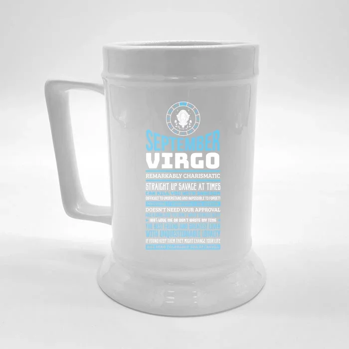 September Virgo Facts Traits Horoscope Zodiac Gift Front & Back Beer Stein