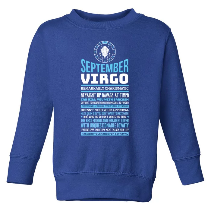 September Virgo Facts Traits Horoscope Zodiac Gift Toddler Sweatshirt