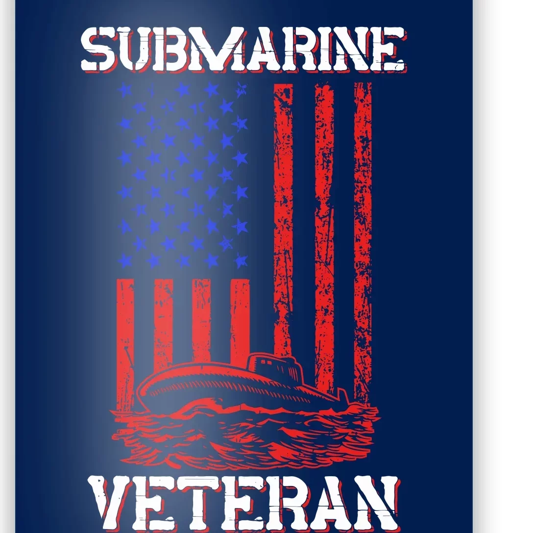 Submarine Veteran Flag Patriotic Sub Service Submariner Poster