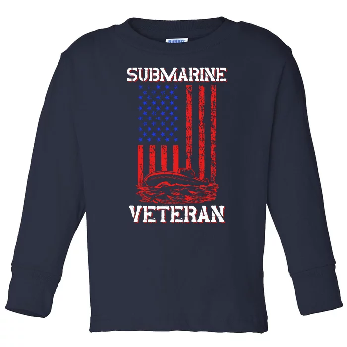 Submarine Veteran Flag Patriotic Sub Service Submariner Toddler Long Sleeve Shirt