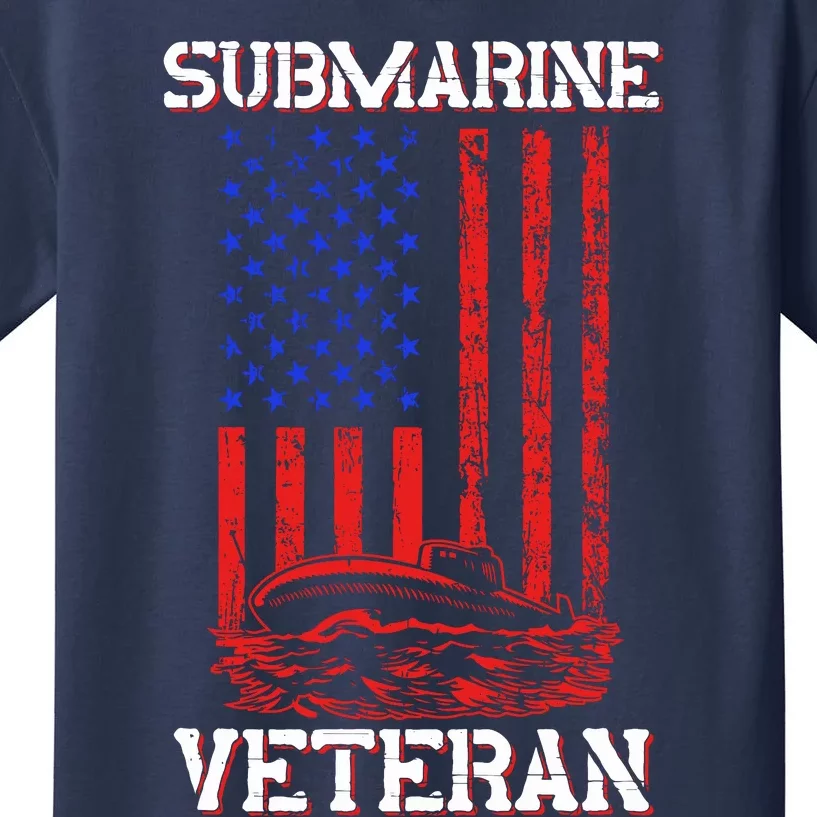 Submarine Veteran Flag Patriotic Sub Service Submariner Kids T-Shirt