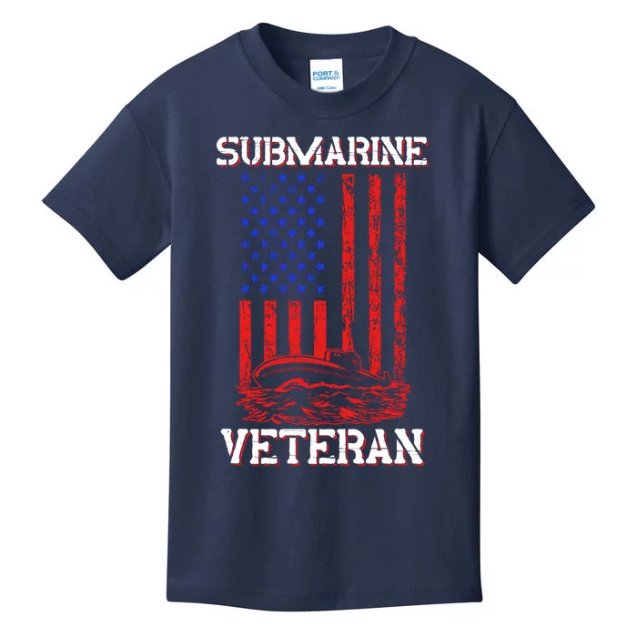 Submarine Veteran Flag Patriotic Sub Service Submariner Kids T-Shirt