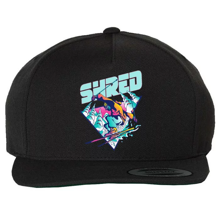 Shred Vintage Freestyle Ski 80s Costume Retro Skiing Wool Snapback Cap