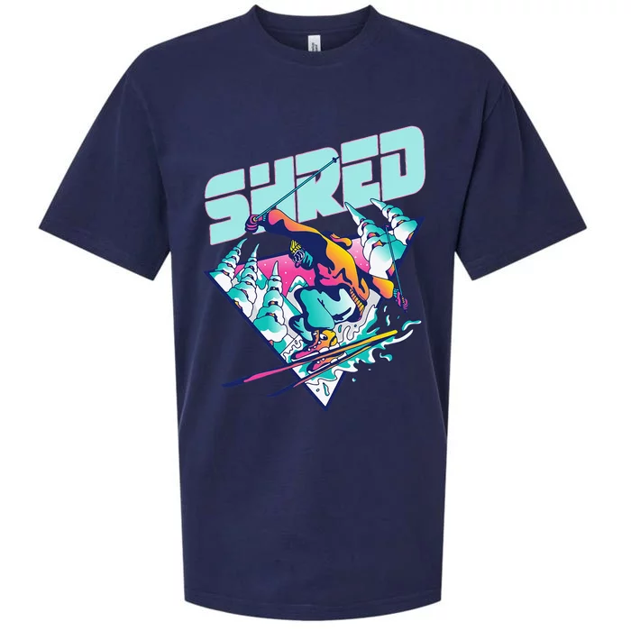 Shred Vintage Freestyle Ski 80s Costume Retro Skiing Sueded Cloud Jersey T-Shirt