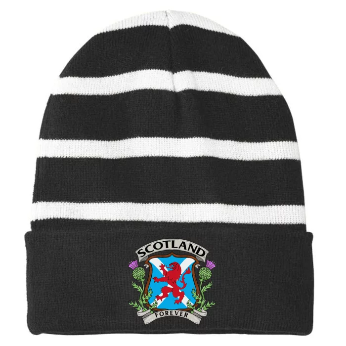 Scottish Vintage Flag Scotland Striped Beanie with Solid Band