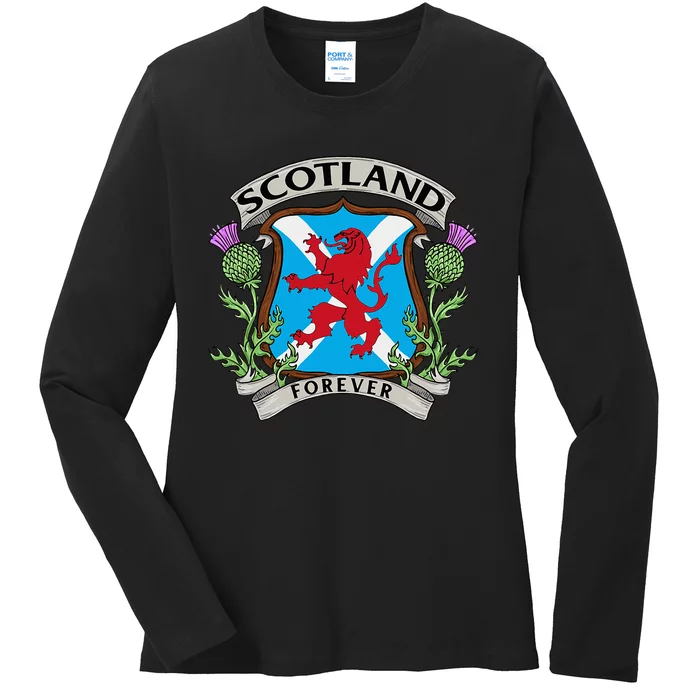 Scottish Vintage Flag Scotland Ladies Long Sleeve Shirt