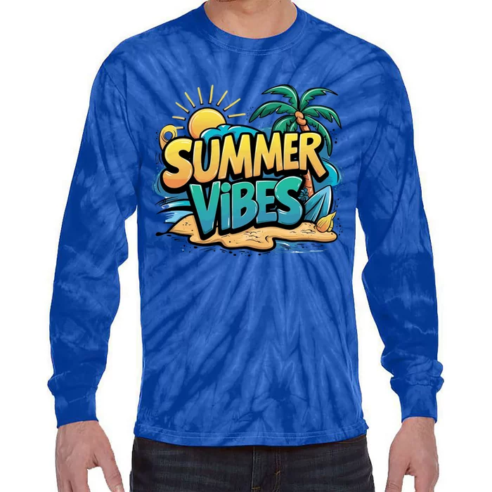 Summer Vibes For Family Gift Tie-Dye Long Sleeve Shirt