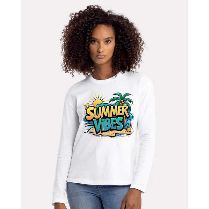 Summer Vibes For Family Gift Womens Cotton Relaxed Long Sleeve T-Shirt