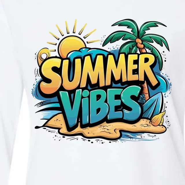 Summer Vibes For Family Gift Womens Cotton Relaxed Long Sleeve T-Shirt