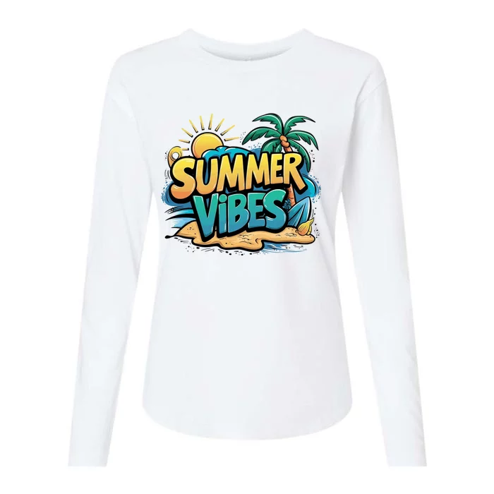 Summer Vibes For Family Gift Womens Cotton Relaxed Long Sleeve T-Shirt