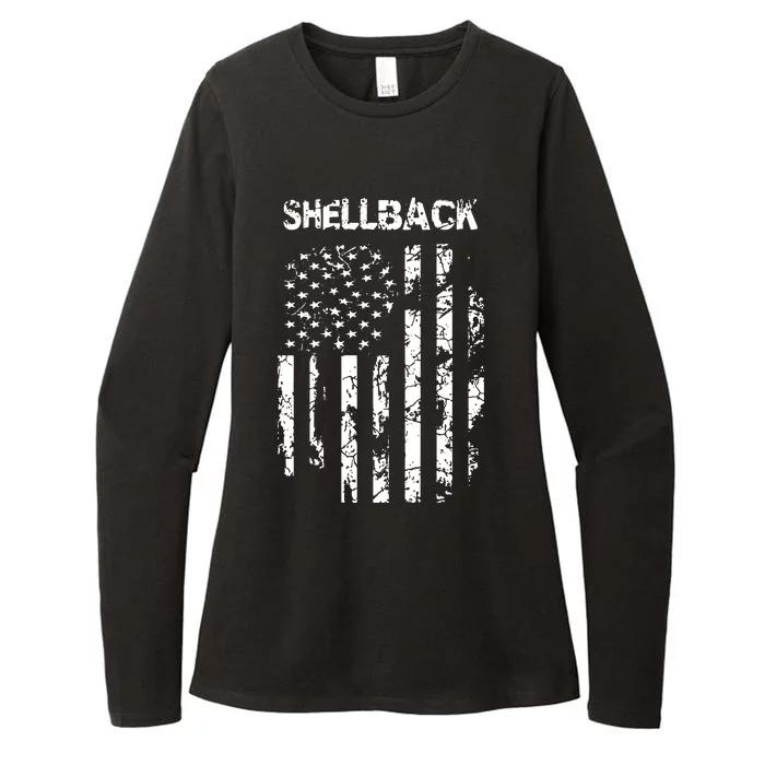 Shellback Vintage Flag Design Womens CVC Long Sleeve Shirt