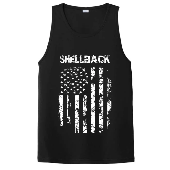 Shellback Vintage Flag Design Performance Tank