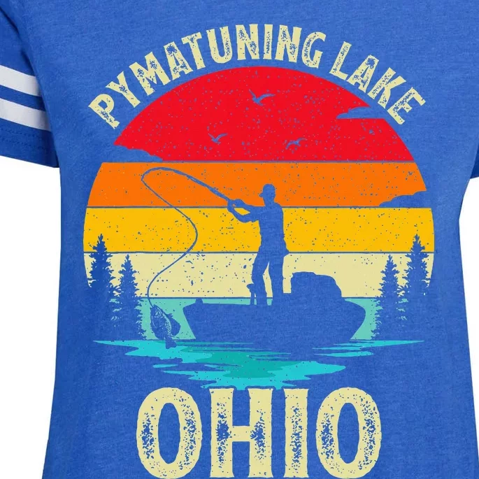 Summer Vacation Fishing Retro Ohio Pymatuning Lake Enza Ladies Jersey Football T-Shirt