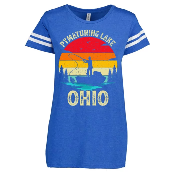 Summer Vacation Fishing Retro Ohio Pymatuning Lake Enza Ladies Jersey Football T-Shirt