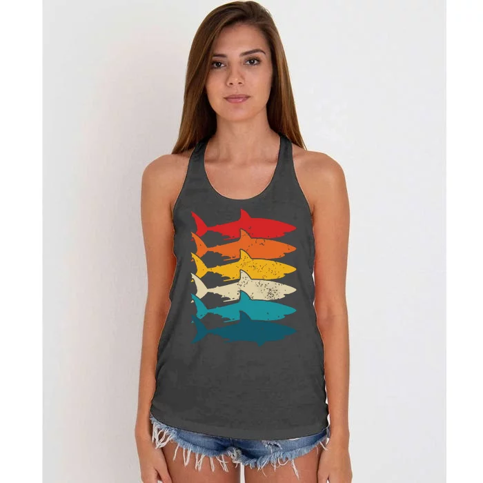 Shark Vintage Fish Fishing Great White Shark Retro Women's Knotted Racerback Tank