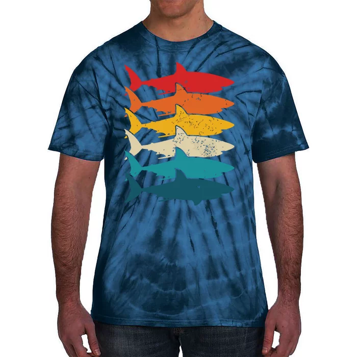 Shark Vintage Fish Fishing Great White Shark Retro Tie-Dye T-Shirt