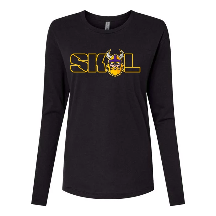 SKOL Viking Football Fan Womens Cotton Relaxed Long Sleeve T-Shirt