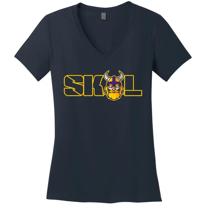 SKOL Viking Football Fan Women's V-Neck T-Shirt