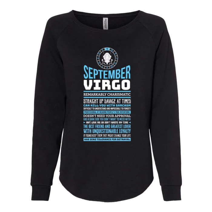 September Virgo Facts Traits Horoscope Zodiac Cute Gift Womens California Wash Sweatshirt